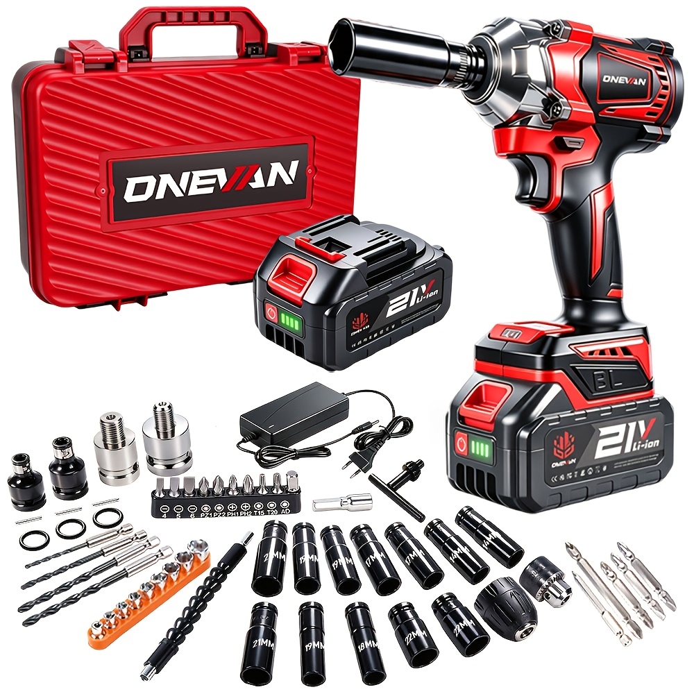 1200n.m Brushless Cordless Impact Wrench, 1/2 Inch Four-speed Adjustable Impact Wrench, Compatible With Onevan Batteries, Tool Suitable For Car Repair And Scaffold Assembly, For Your Husband