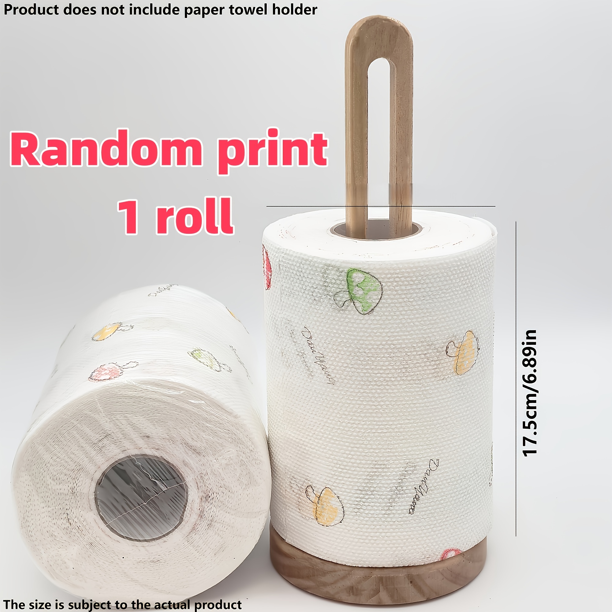 TEMU 100 High-efficiency Disposable Kitchen Paper Towels - Suitable For Wet And Dry Cleaning ( In Designs) With A Wooden Standing Holder