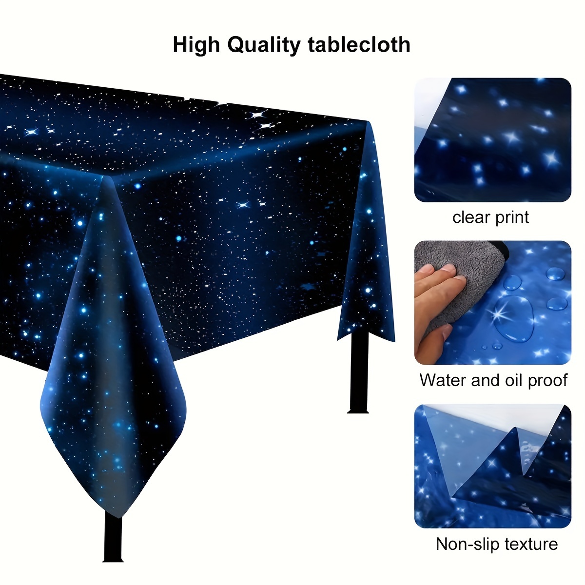 

2pcs Table Cloth, Disposable Plastic Tablecloth Set, Space Star Galaxy Theme Non-slip Tablecloth, For Birthday Home Decoration And Party Decor, Home Supplies