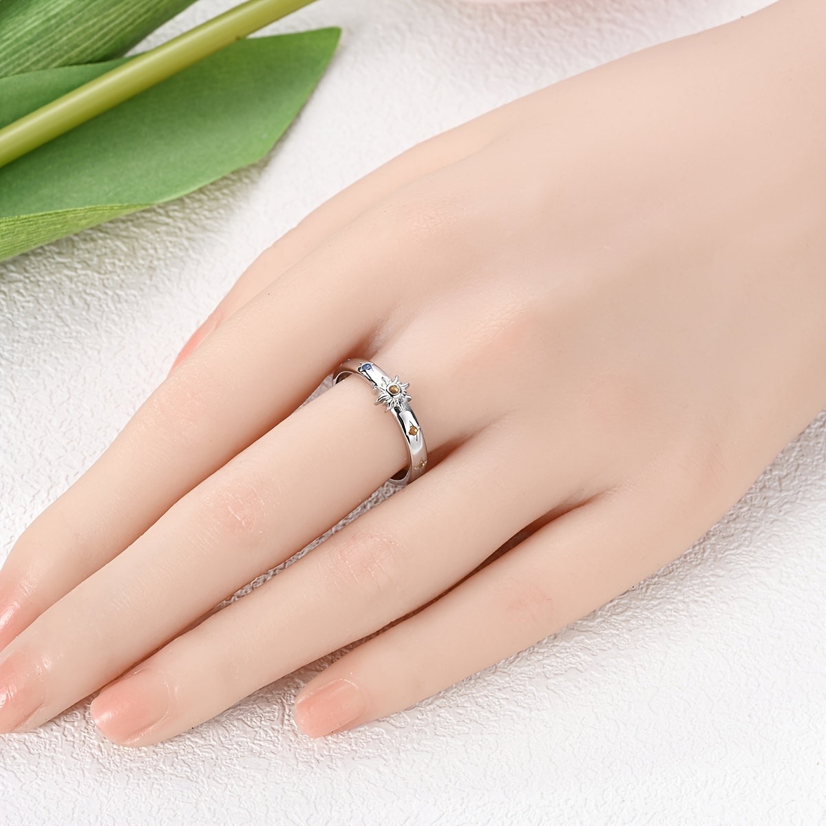 Women's Elegant Sun and Moon Radiance Ring