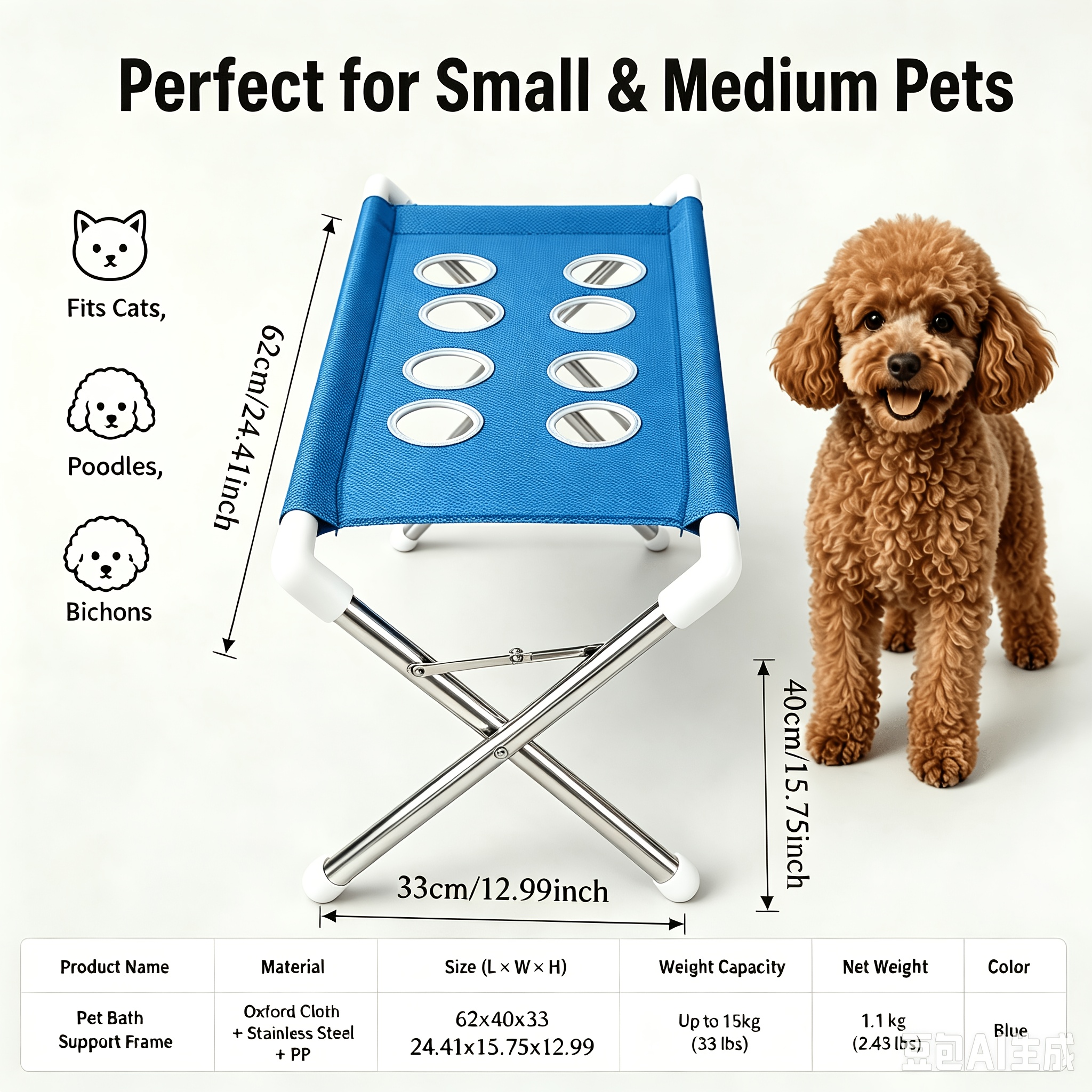 Xiaopet Foldable Pet Washing Stand with Quick-Drain Mesh Bathing System