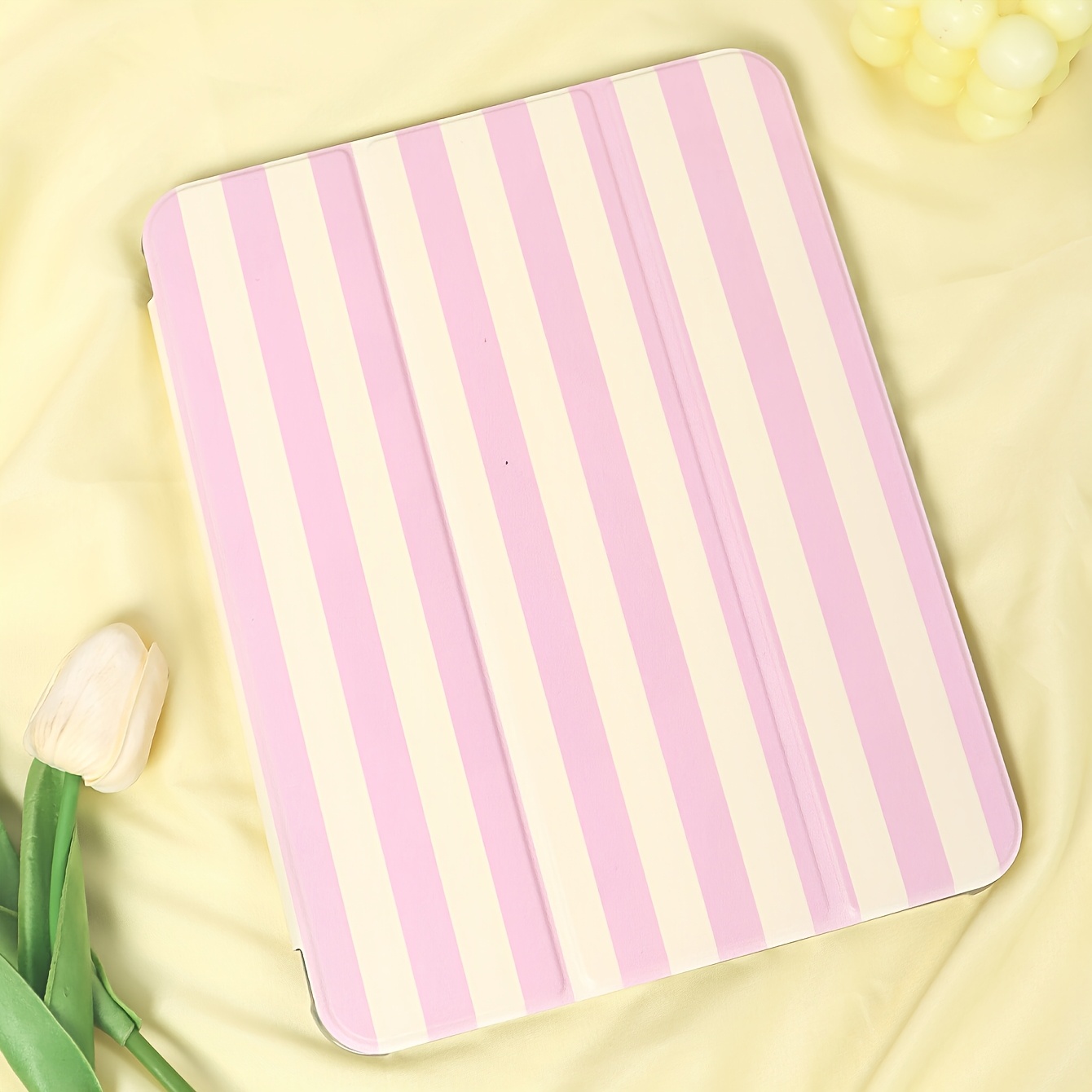 TEMU Pink And White Striped Flat Case, Compatible With Ipad (a16) 11-inch, Painted Pattern Protective Cover Compatible With -inch/air 11