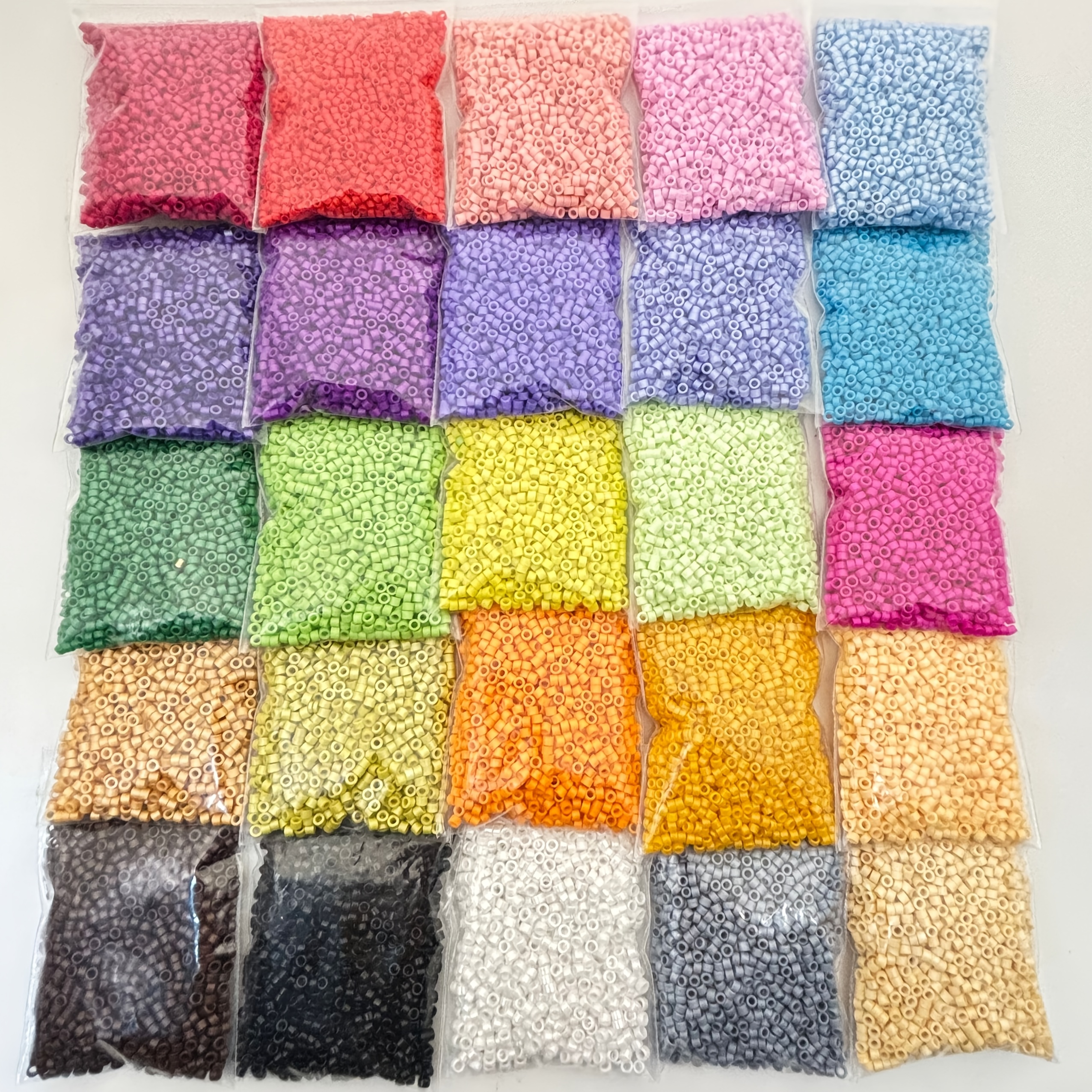 TEMU 8700pcs Of 25-color Premium 2.5mm Red, Blue, Green, Yellow, And Purple Seed Beads For Diy Handmade Bracelet Accessories. Suitable For Necklaces,