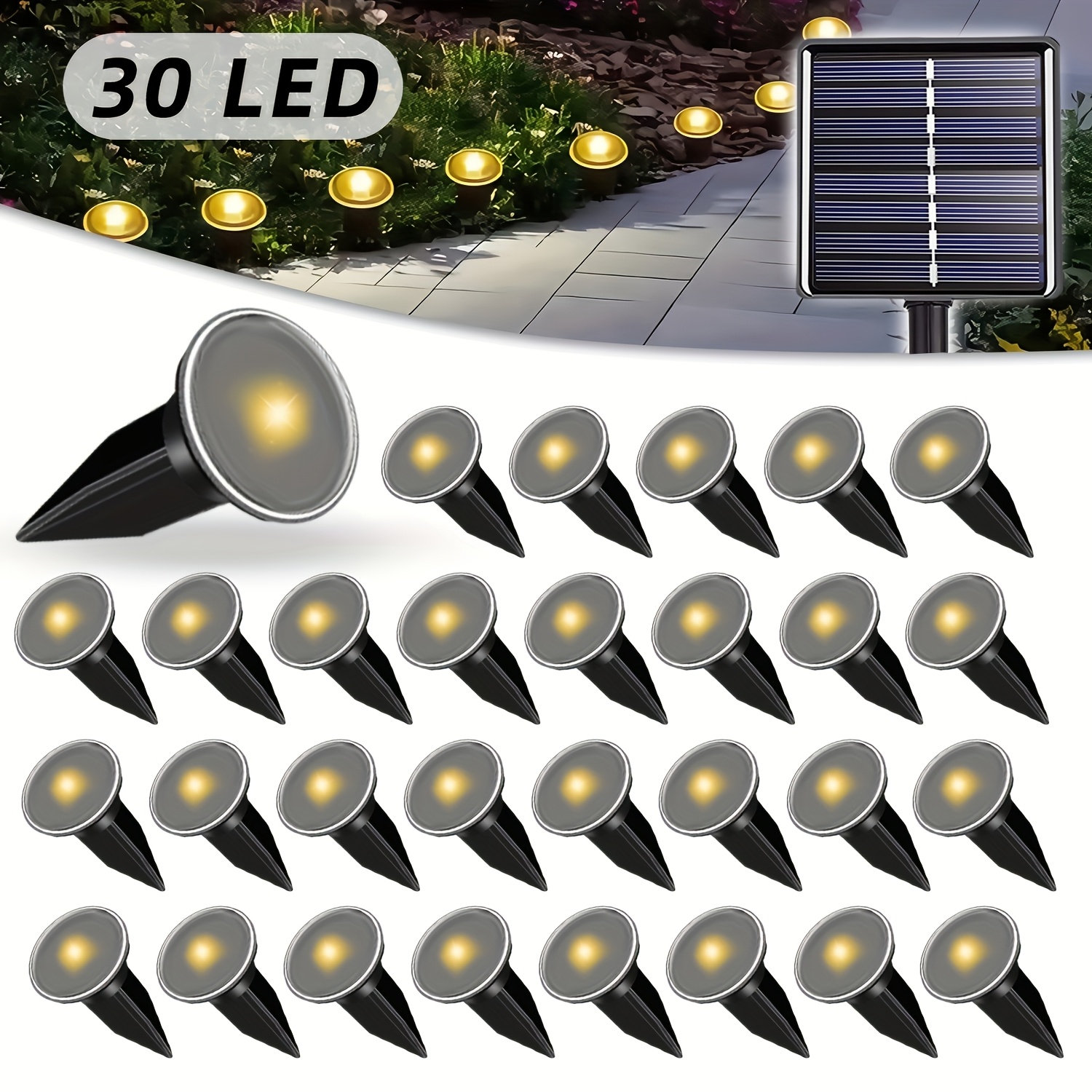 Image of 30/15pcs, Solar Courtyard Lights, 8 Flashing , Automatically Turn Off During And Turn On At Night, Garden Lights Suitable For Courtyard, Garden, Path, Valentine's Day, Christmas Decoration