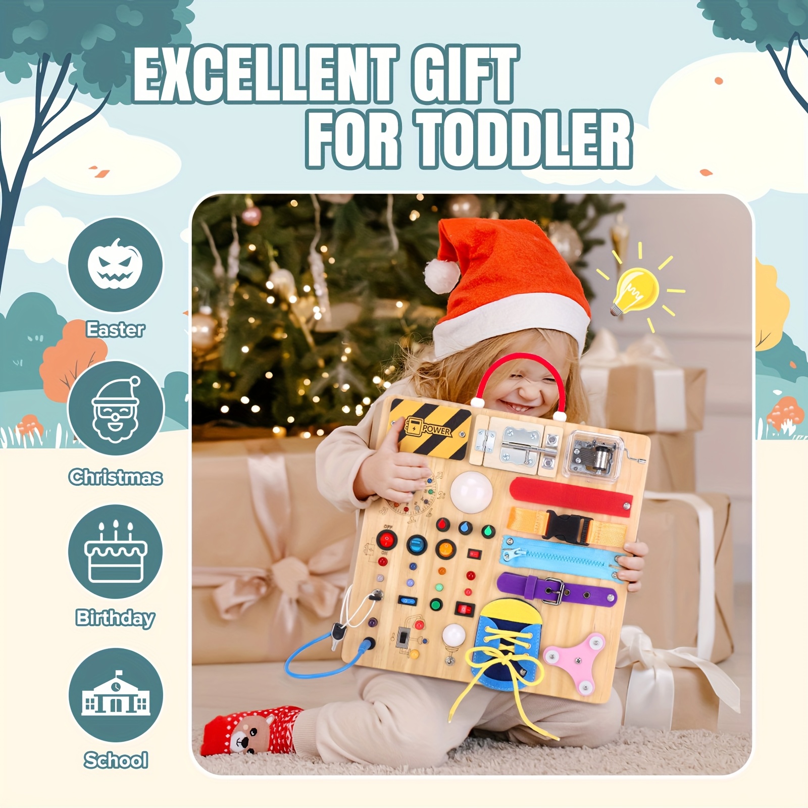 busy board sensory travel toy colorful buttons Temu