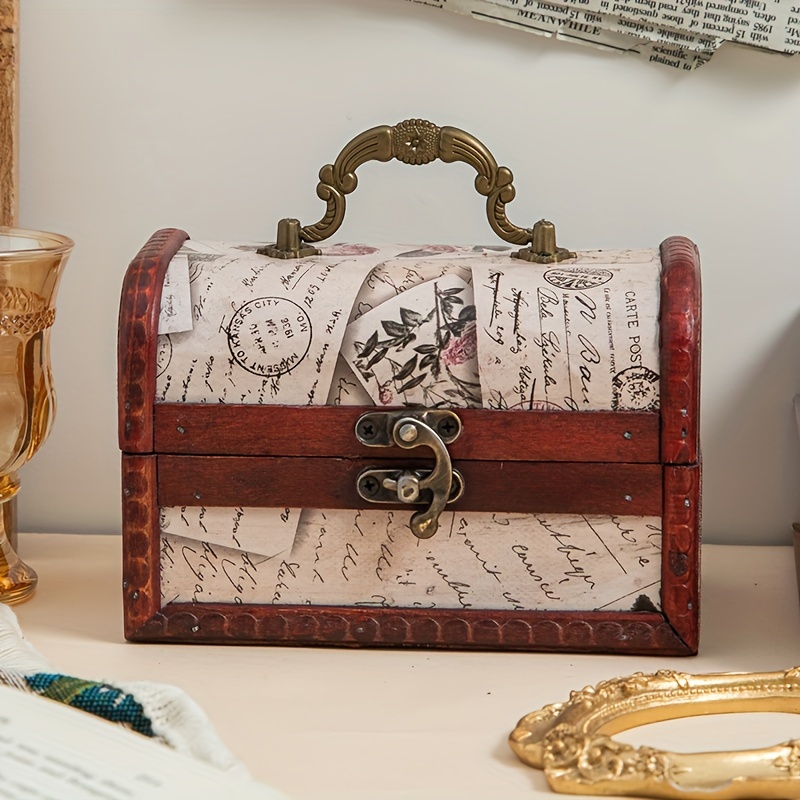 TEMU 1 European Style Vintage Wooden Jewelry Box Solid Wood Jewelry Storage Case Suitable For Jewelry, Necklaces, Rings, Jewelry Chests