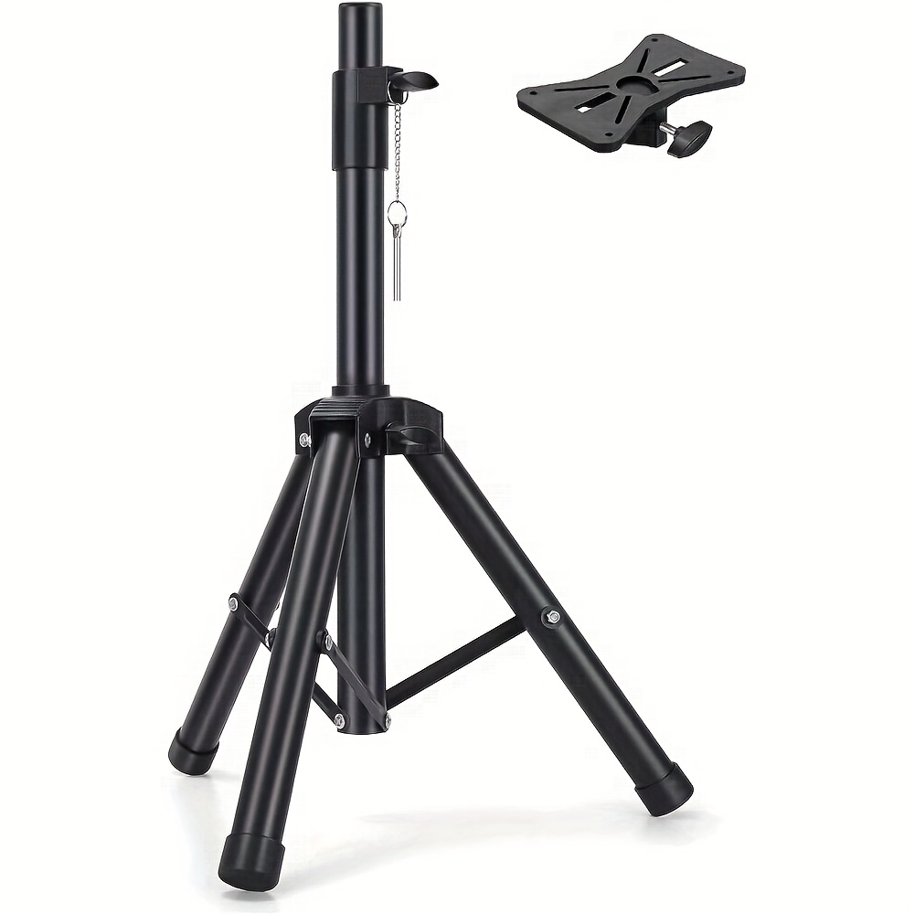 TEMU 1 X Adjustable Black Speaker Tripod - Compact Pa And Dj Mini Tripod With Safety Pin And Knob Tension, Sturdy Metal Frame For Secure Sound System