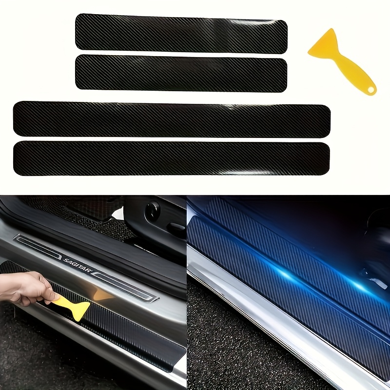 E-shop 5-teiliger Carbonfaser-Autoschwellenschutz – Schutz vor Staub Kratzern, geeignet für Lackschutz, Auto-Zubehör, rutschfeste Schicht –