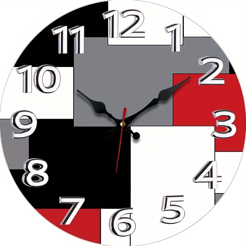 TEMU 1pc, Creative Fashion Wall Clock, Minimalist Creative Clock, Silent Quartz Round Wooden Clock, Suitable For Bedroom Living Room Office Kitchen