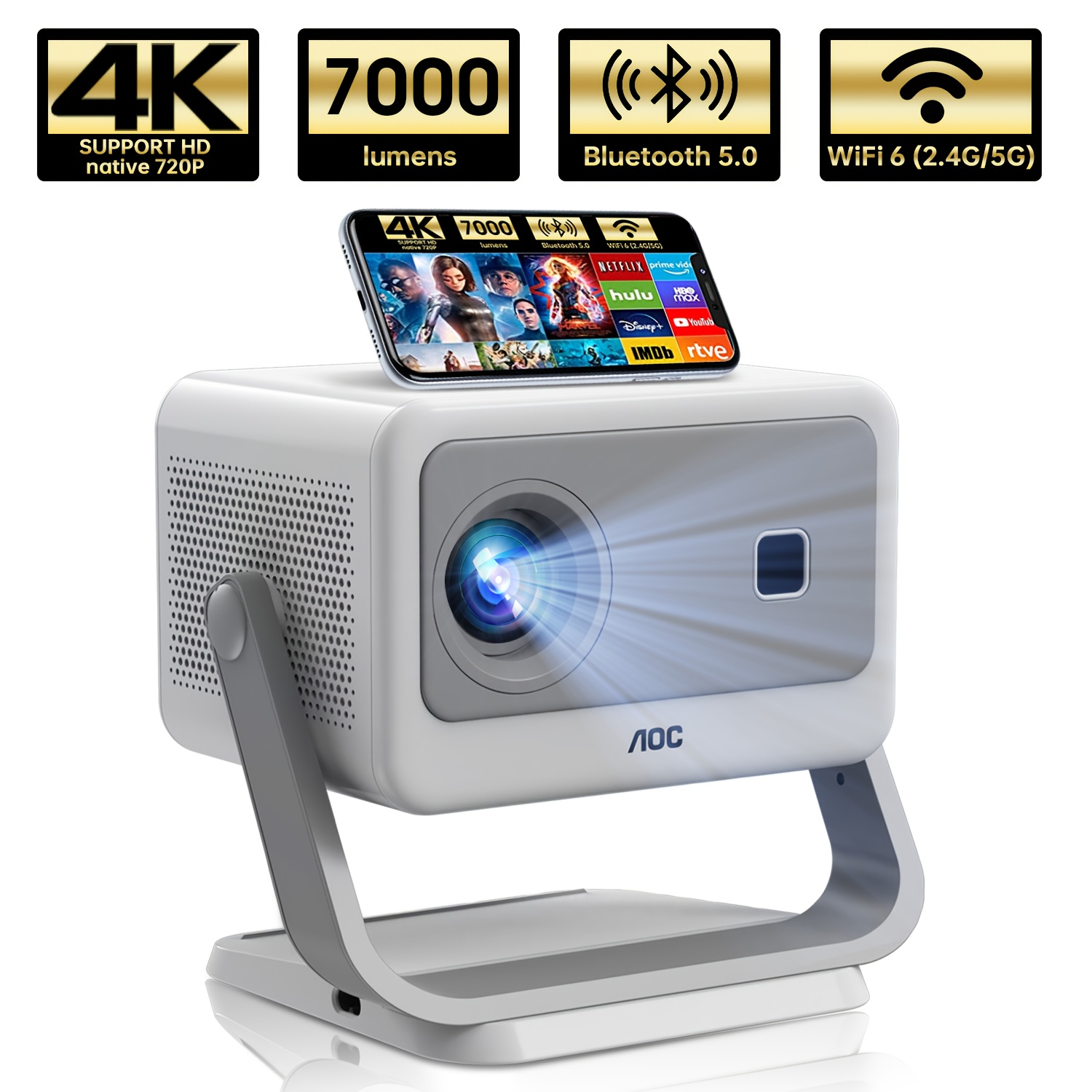   smart 4k home theater projector with   11, local storage, 4k wifi & bluetooth, auto vertical  , supports 4k and native 1080p, 130° rotatable short throw, portable movie projection for phone  , gaming &   use 0