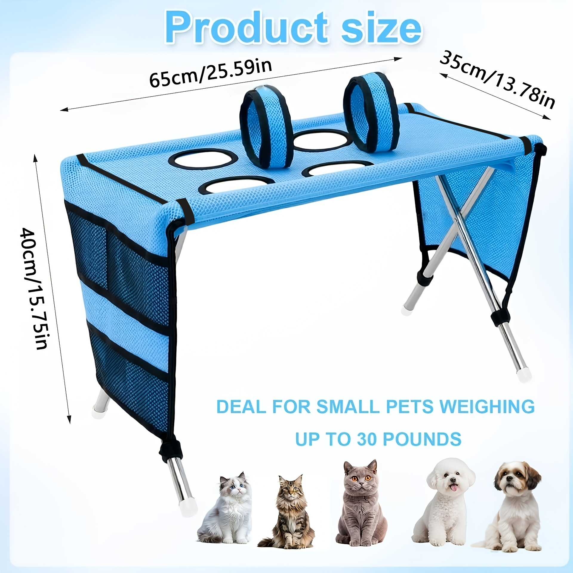TEMU Hamaca de para mascotas con soporte, correa para toalla, para mascotas pequeñas a medianas y perros y gatos ancianos. Plegable, estable, ideal