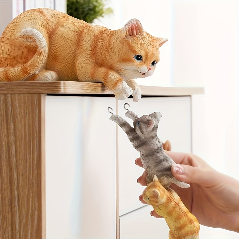 realistic cute mother and child cat statue creative resin kitten sculpture ornament   doll figurine home decor living room tabletop entrance decoration   animal display details 1