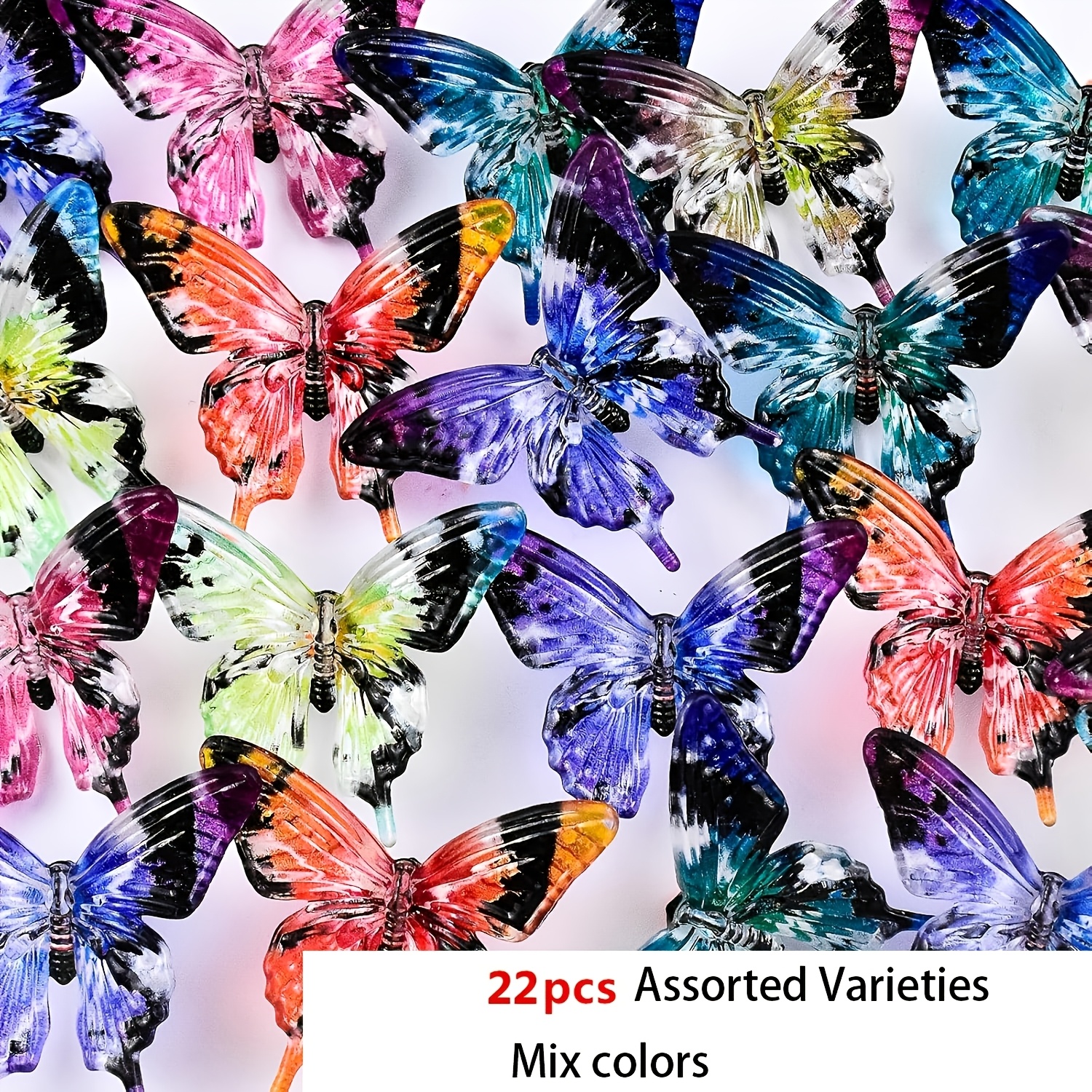 Image of 22 Acrylic 3d Beads, Colors , Designed For Decorating Pens, Keychains, And Jewelry Projects, Including Bracelets, Necklaces, And Earrings