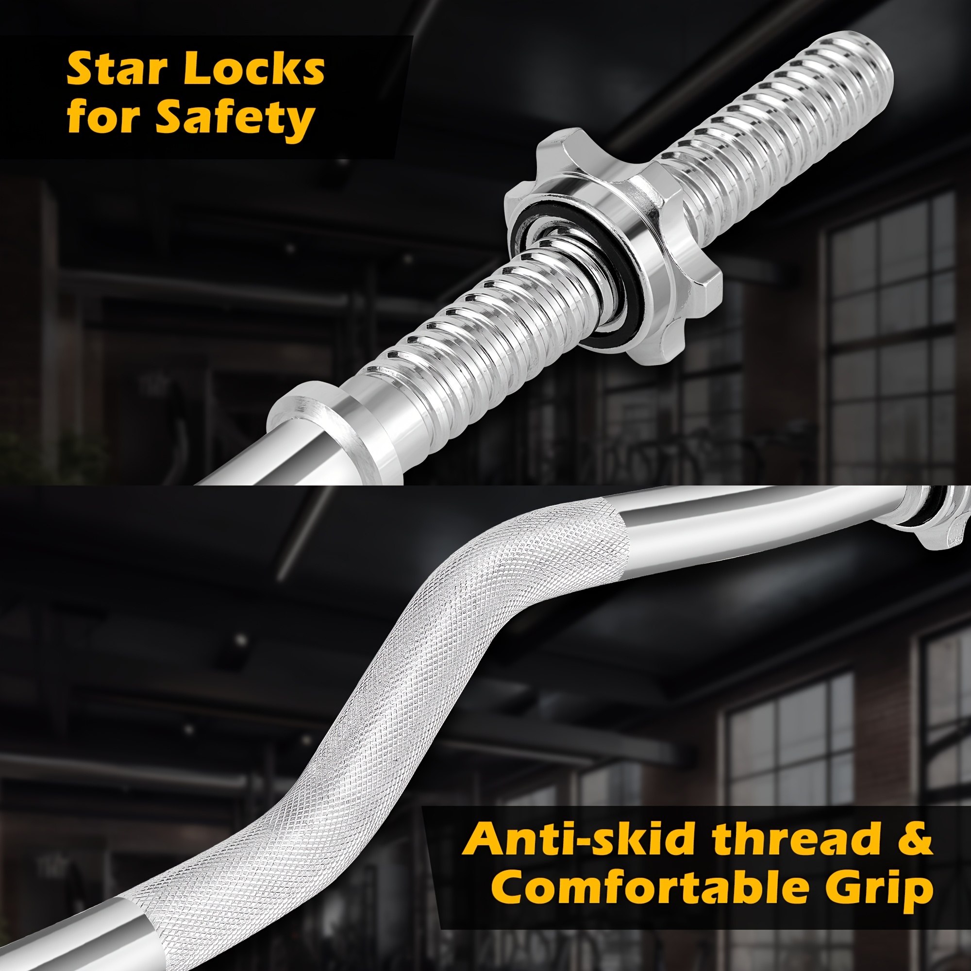 70LB 2in 1 Barbell Set, Curl Bar & Weights, Lifting Dumbbells Used As Barbell for Whole Body Workouts