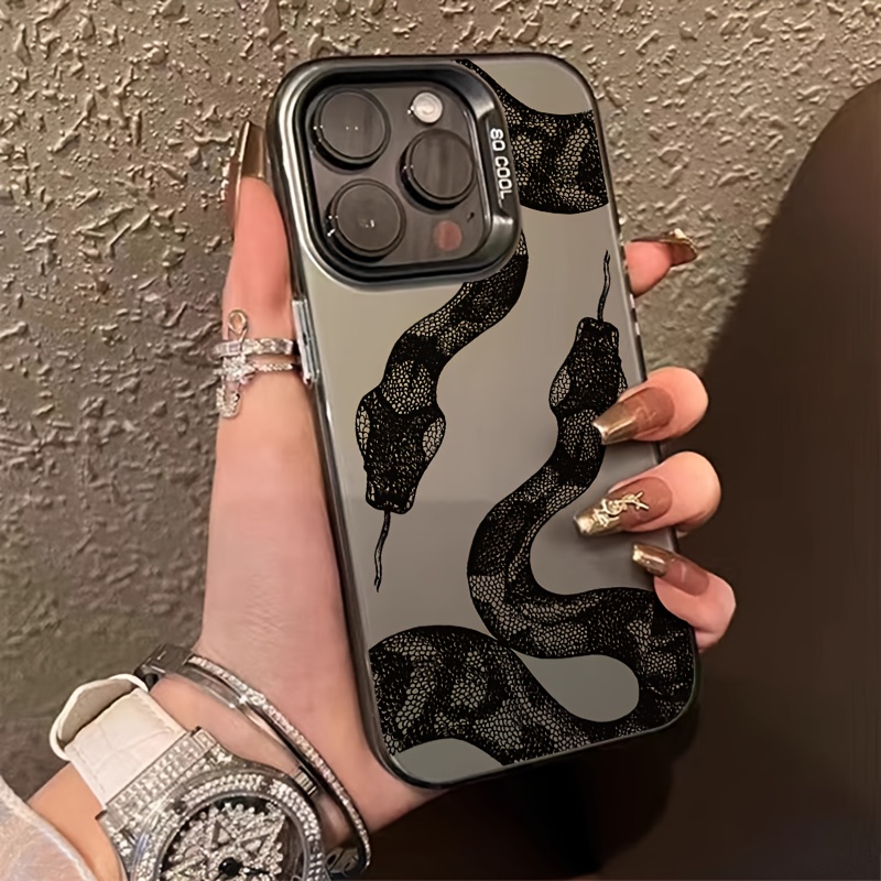 TEMU Phone Case - Python Motif Suitable For Iphone 17 /17 Air/17 Pro Max/16/15/14 Plus/13/12/11 Phone Case With Plated Keys, Thick Shockproof