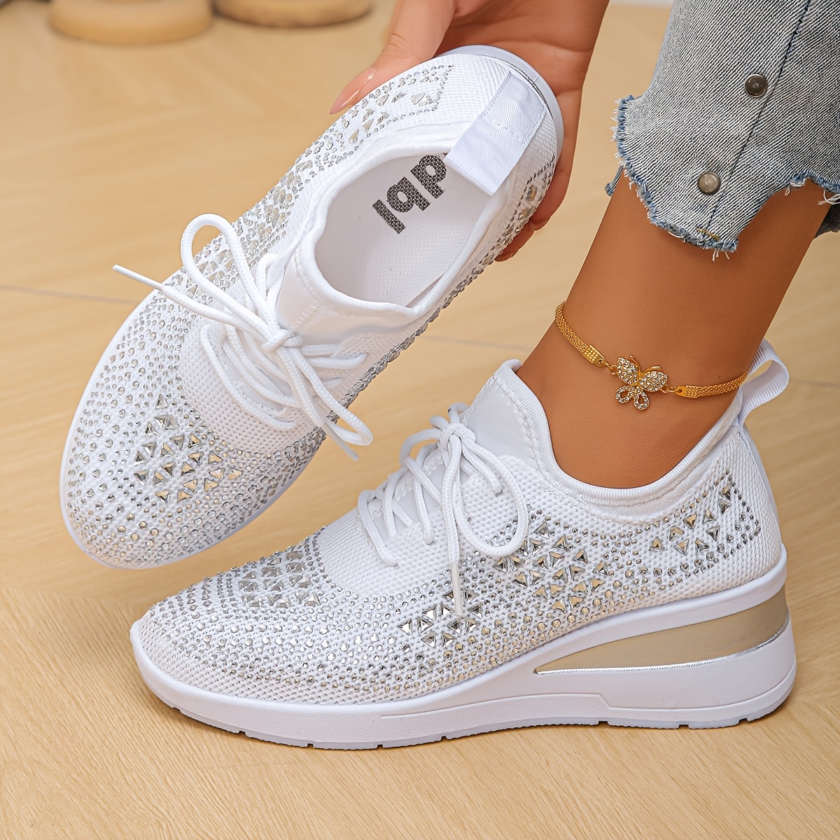 Image of A Pair Of Crystal-heeled Shoes That Ladies Like, Women Shoes, Sneakers