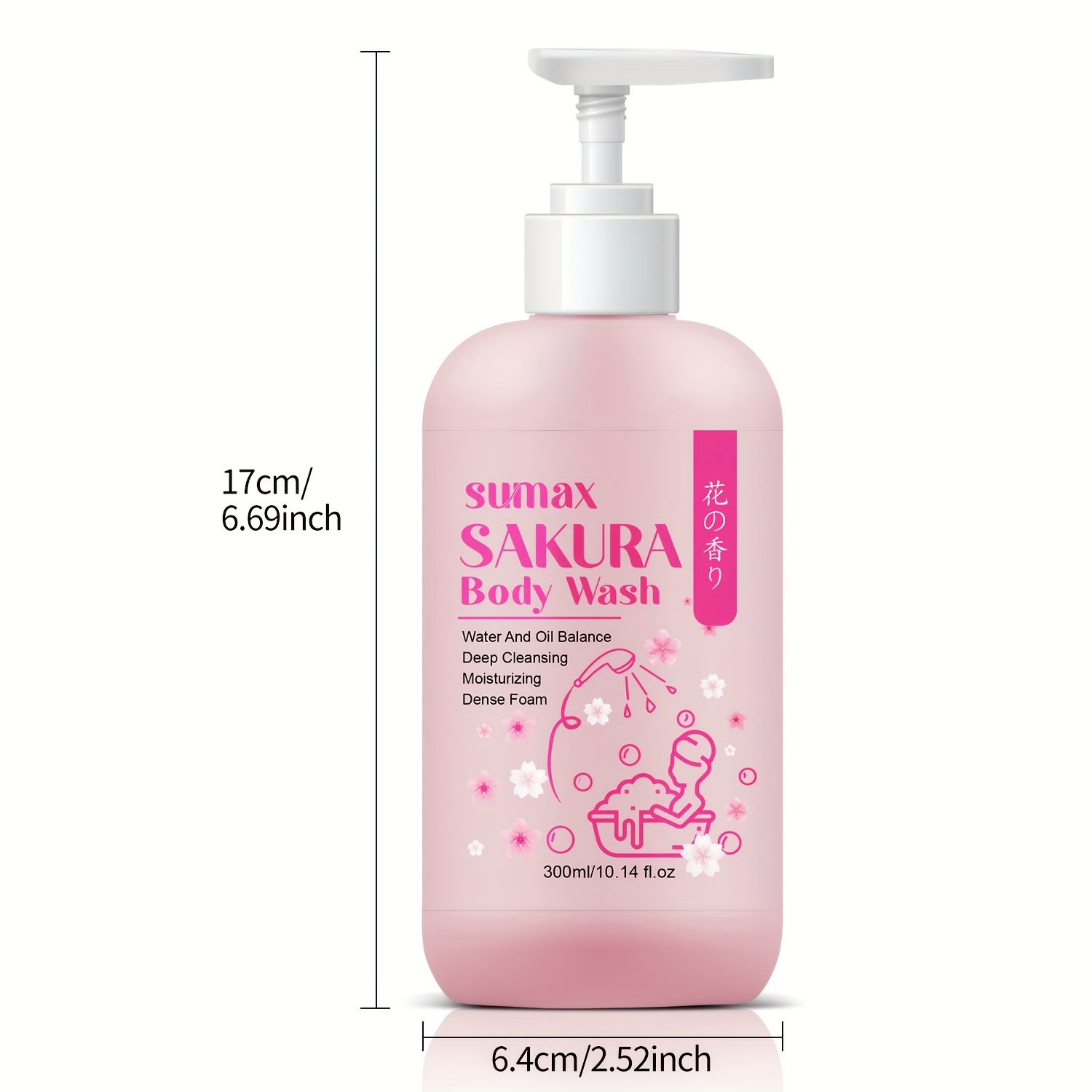 sumax sakura body wash with cherry   extract jojoba oil ceramide np alcohol free long lasting moisturizing for sensitive light beige 300ml 14 0fl oz unisex adult use cherry   scent alcoholfree formula