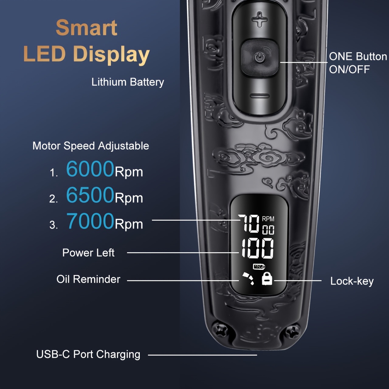 TONDEUSE TOUT EN UN HATTEKER pour Hommes - Machine Électrique à Poils Corporels avec Affichage LED, Rasoir pour Nez et Dos