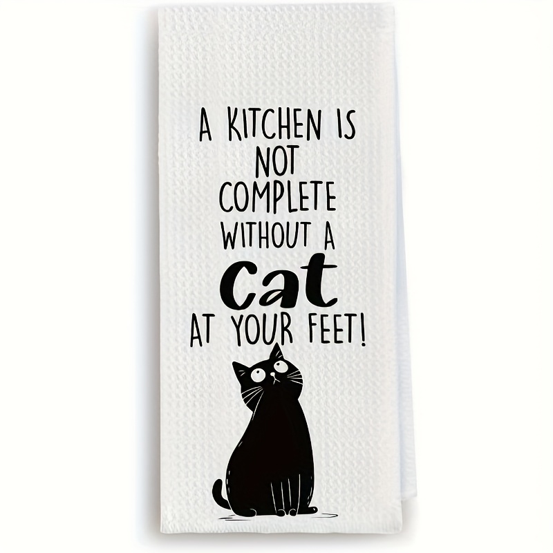 1pc Cat-themed Kitchen Towel, Tea Towel, Kitchen And Bathroom Decor, 16 X 24 Inches, Cleaning Cloth, Machine Washable, Reusable, Cute Cat Home Decor, Housewarming Or Birthday Gift For Cat Lovers