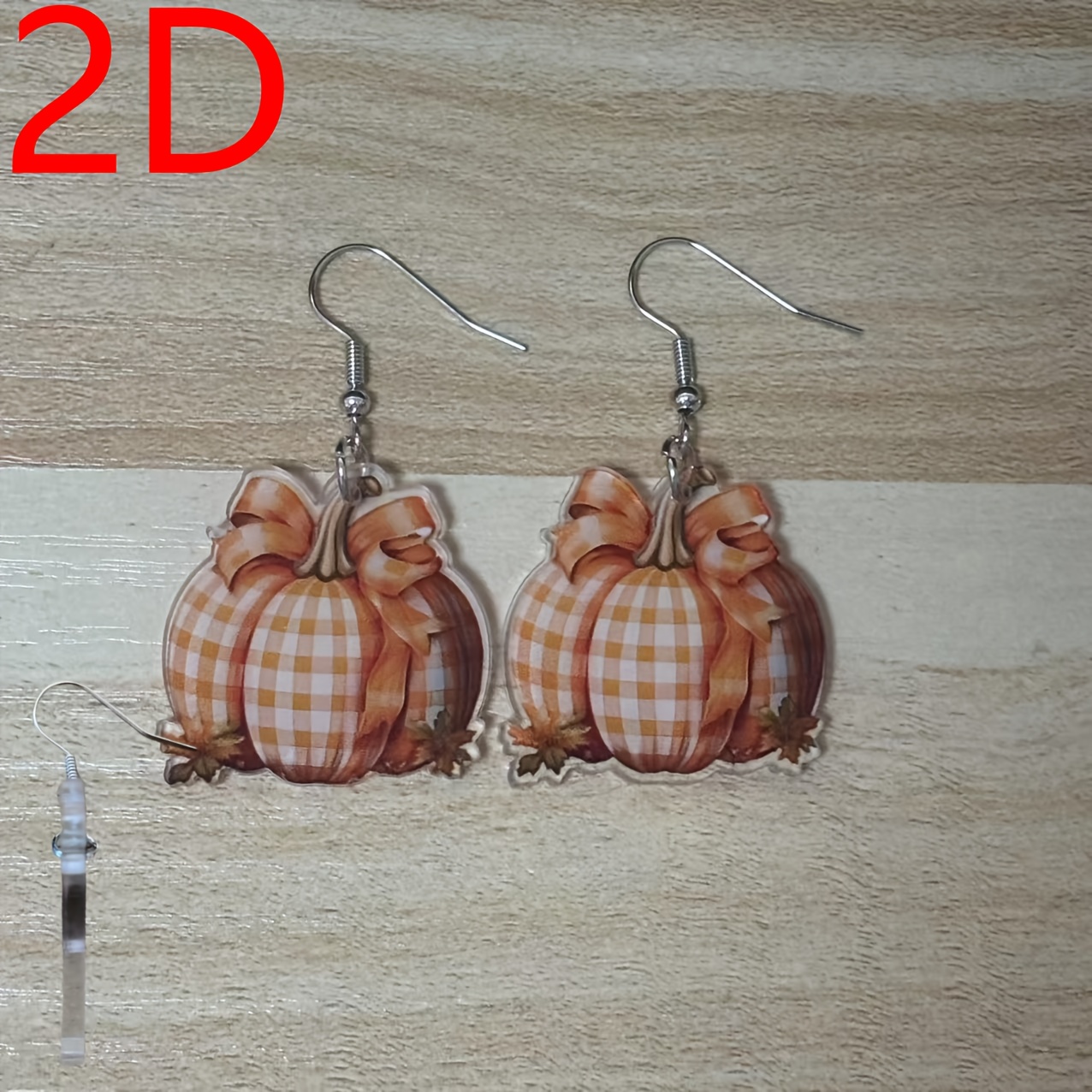 TEMU 2d Flat, 2d Halloween Exquisite Elegant Creative Pumpkin Design Thanksgiving Gift Box Acrylic Lightweight Durable Pendant Women's Earrings,