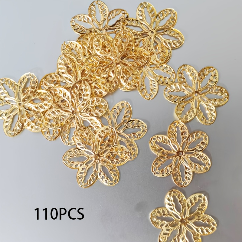 

Room Decor 110pcs Golden Metal Flower Charms, Five- Small Floral Decorations For Diy Crafts, & Lightweight With For Craft Enthusiasts