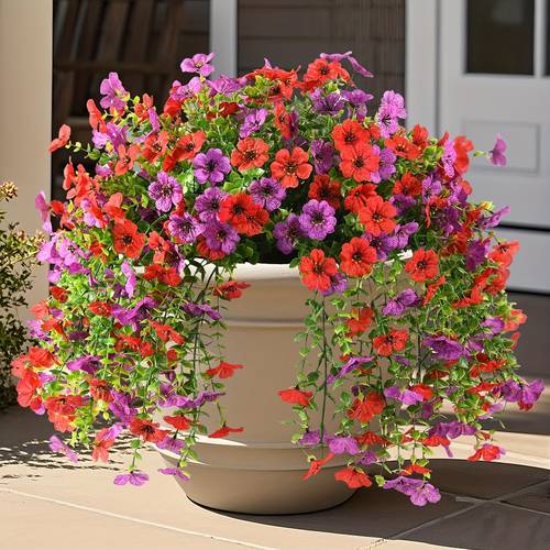 artificial hanging flowers uv resistant flowers greenery garland with green leaves for indoor outdoor decorations