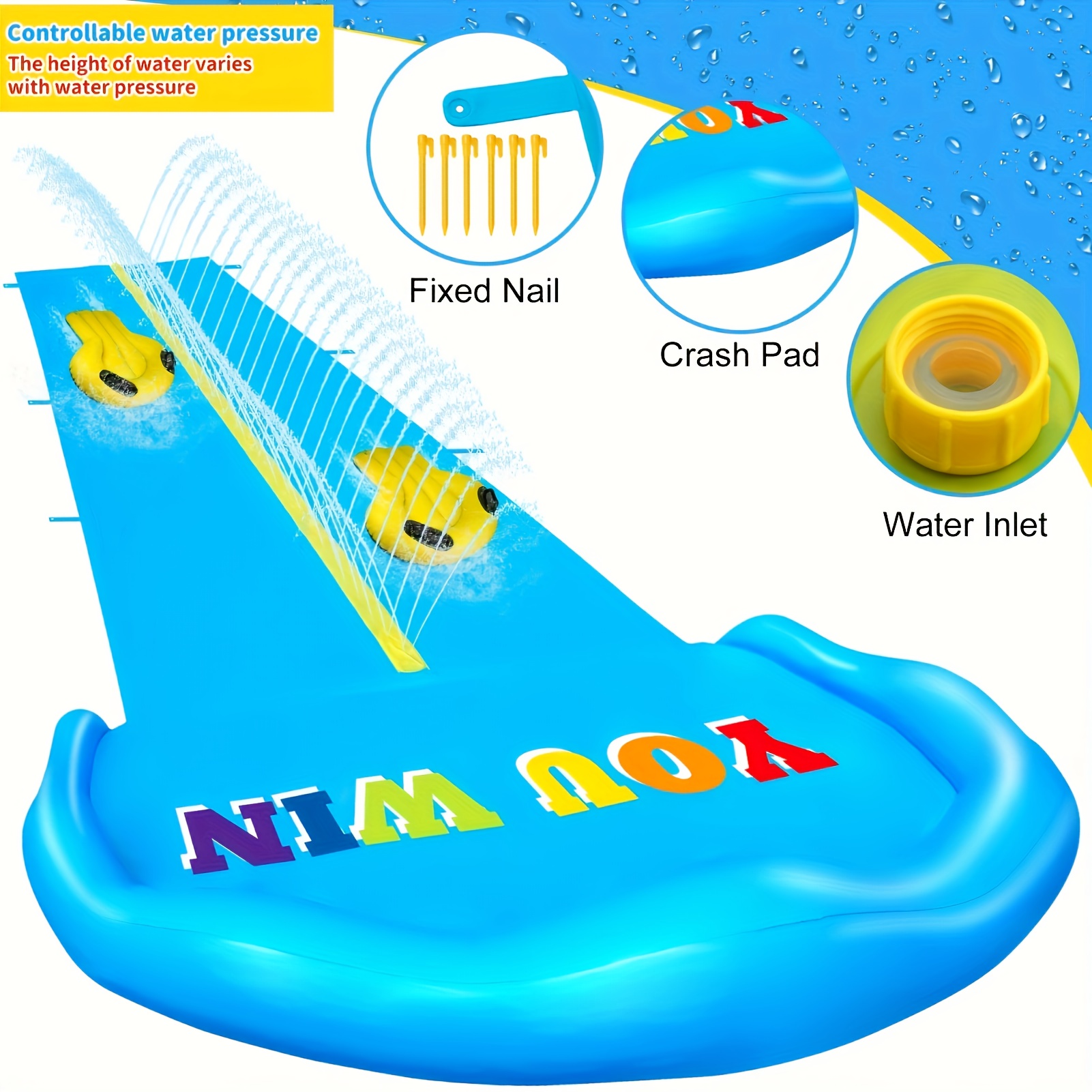 10m Extra Long Water Slide, 32.8ft Inflatable Splash Water Slip with 2 Racing Lanes and 2 Body Boards for Kids Boys Girls Adults Outdoor Summer Water Toys