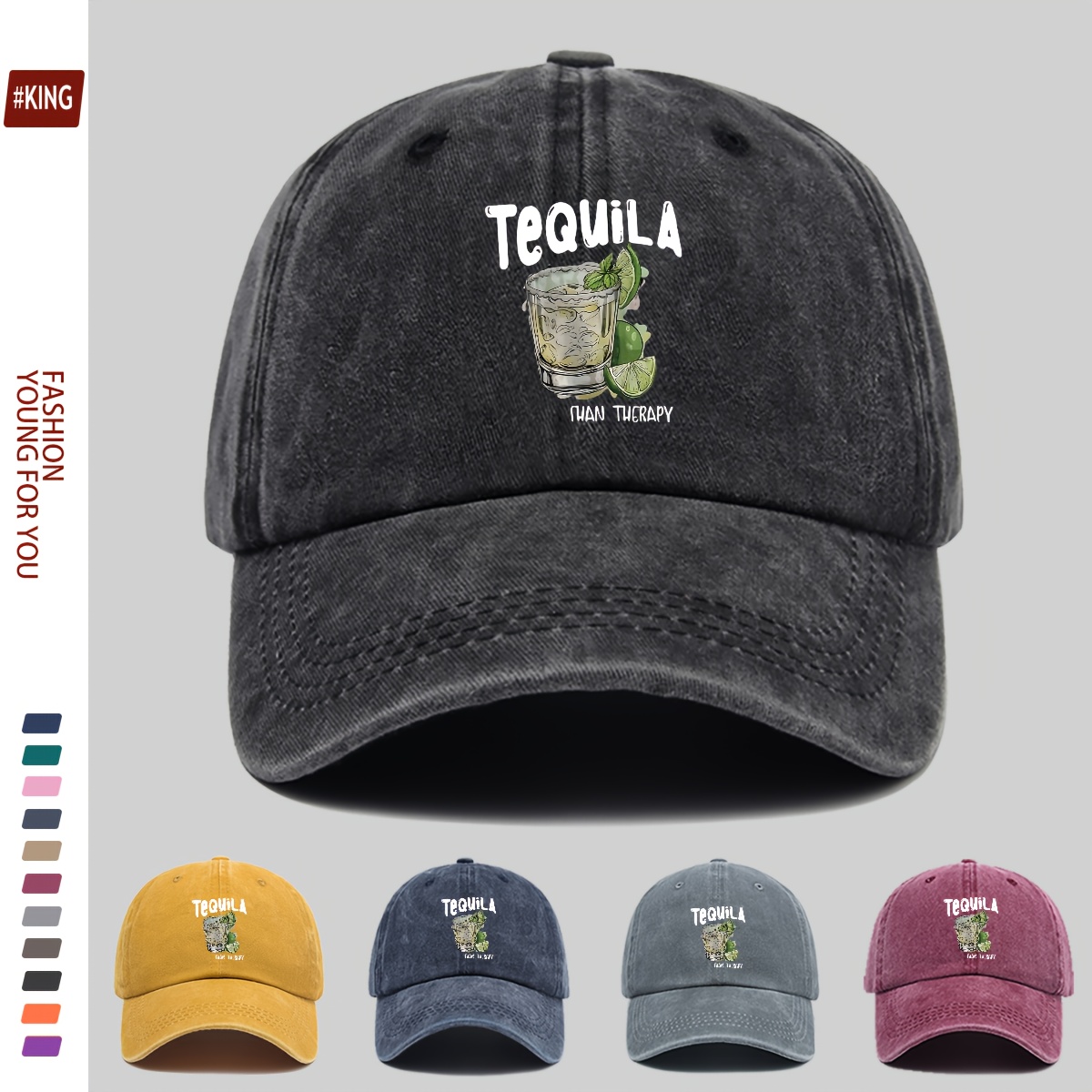 Lightweight Adjustable Baseball Cap with Tequila Cocktail Print
