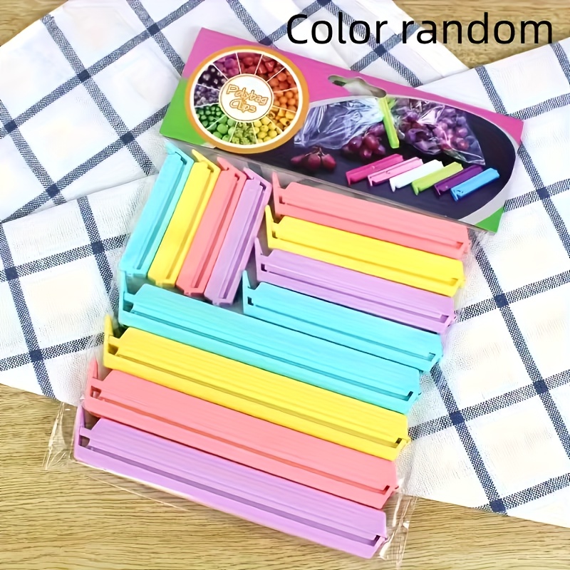 12pcs food bag clips portable food freshness sealing clips reusable moisture proof and dust proof clips suitable for   plastic bags and snack bags kitchen organizer and storage kitchen accessories kitchen gadgets product color random