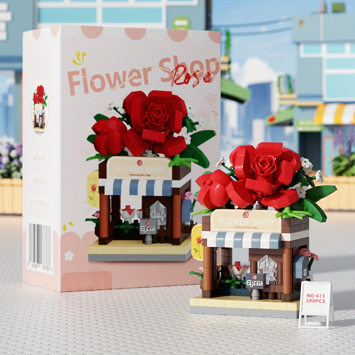 Building Block Street Corner Flower Shop Desktop Decoration