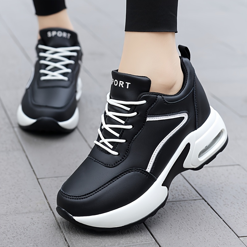 Women's Casual Sneakers, Patchwork Design, Upper with Comfortable Lining, Height-Increasing Women's Shoes, Air Cushion Sole, Running Shoes for Women, Women Shoes