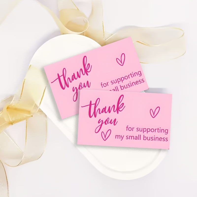 TEMU 50pcs Pack Small Business Thank You Cards With Heart & Slogan - Elegant Thick Paper Customer Appreciation Notes Suitable For Client Gifts, Party