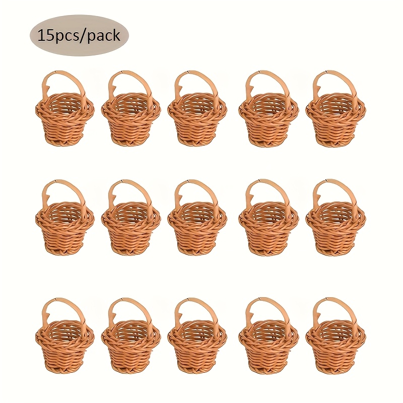 

15pcs/20pcs-mini Rattan Woven Decorate Basket, Decoration Photo Props Small Mini Hand-held Basket, Style Home Decoration Basket, Festival Decoration Small