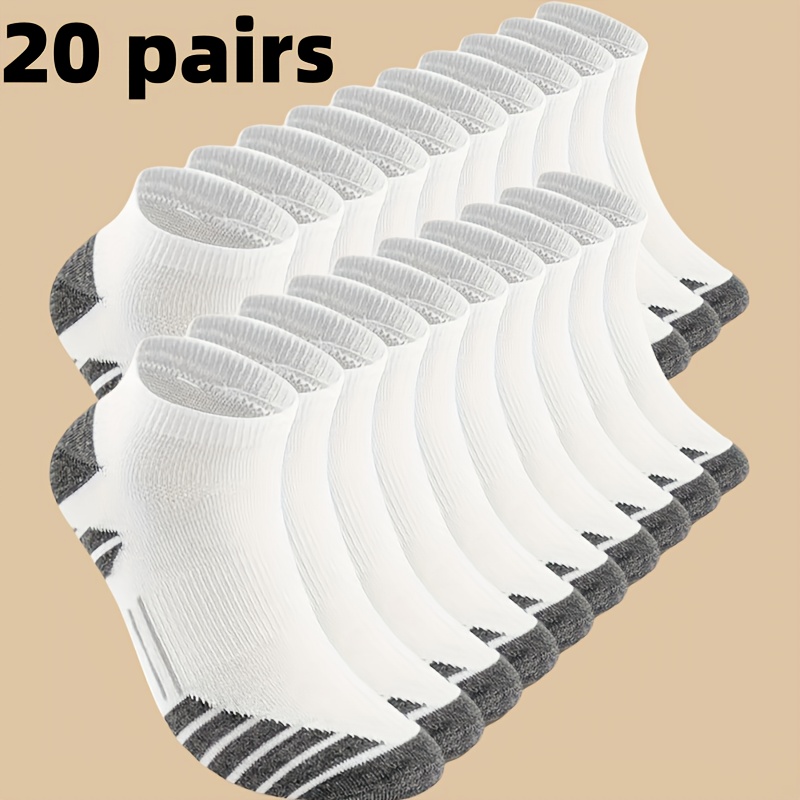 20 Pairs Of Men's Odor-resistant And Moisture-wicking Low-cut Socks, Comfortable And Breathable, Suitable For Daily Wear And Outdoor Activities, Perfect For , Sweat-resistant