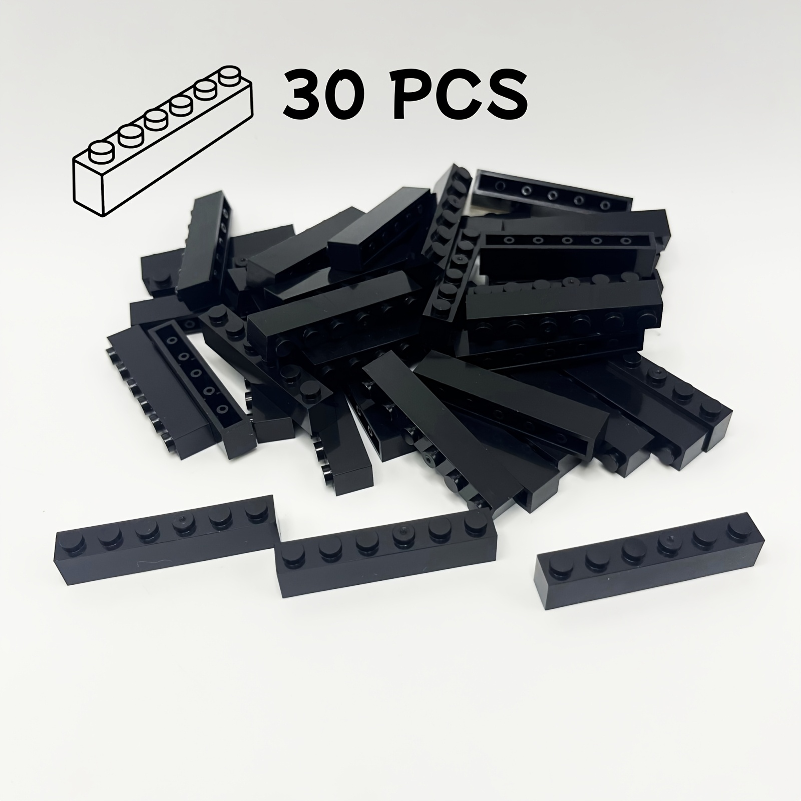 30pcs Multicolor Blocks 1x6 Studs Hole Small Building Block Toy