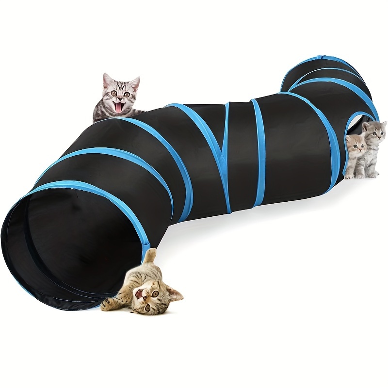 

Cat Tunnel Toy With Hanging Balls - Polyester For Cats, Kittens, Rabbits - Collapsible Interactive Cat Tent With Bells - Extendable And For Small Animals - 1 Pack