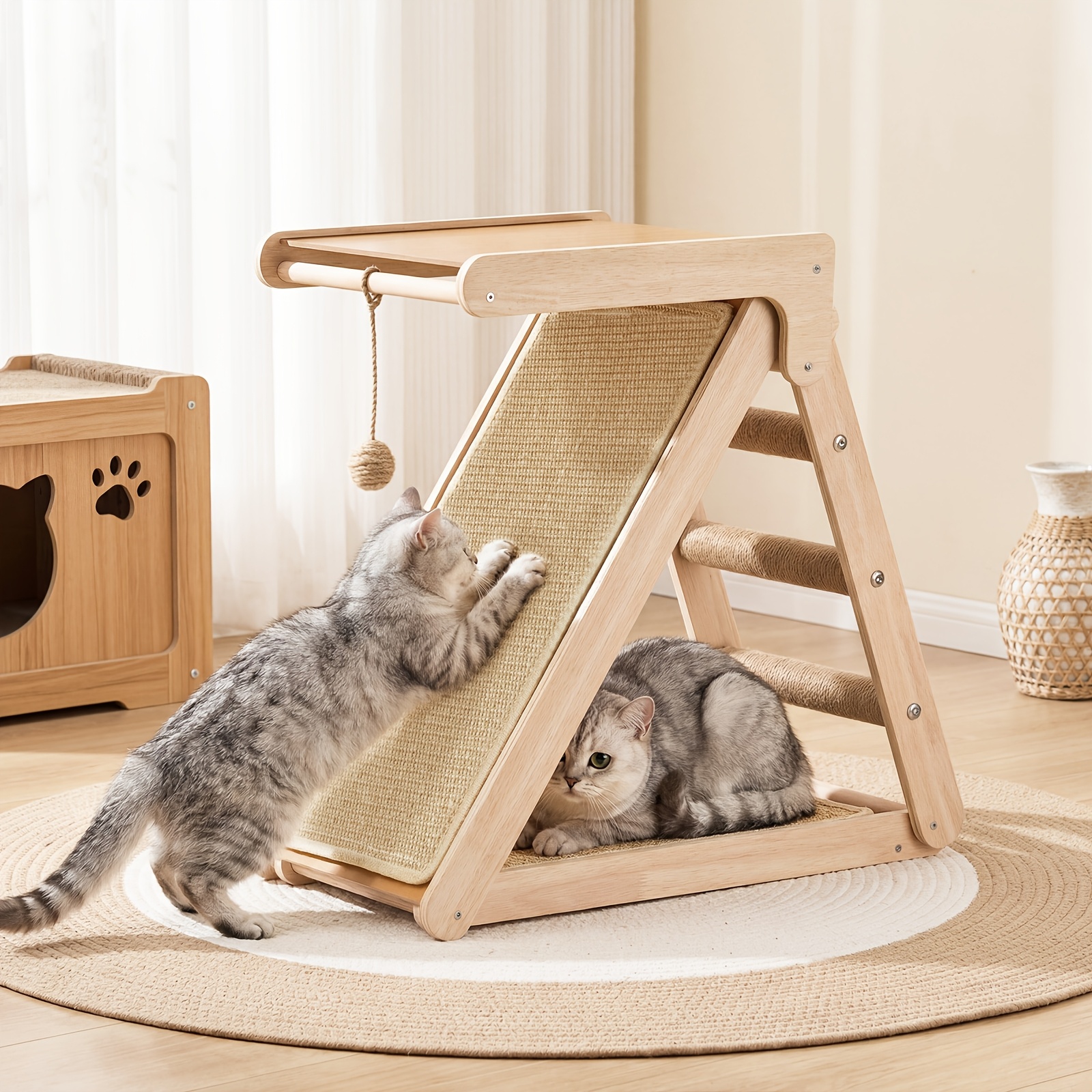 Image of Large Cat Scratching Post With Climbing Platform, Super Sturdy And Heavy-duty Pet Furniture, -one Climbing And , Indoor Cat Playground, Suitable For Multi-cat Families