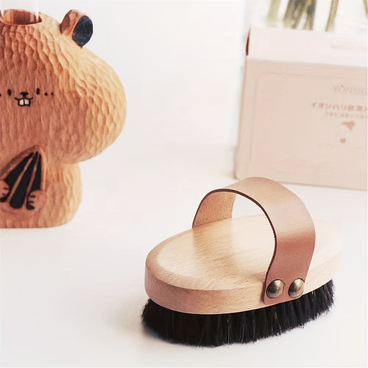 Image of Premium Body Brush Copper Wire Bath Brush Handle Dry Brushing Exfoliator For Shower And Bath, Gentle And Body Scrub Brush Strap For Deep Cleansing Shower Essential