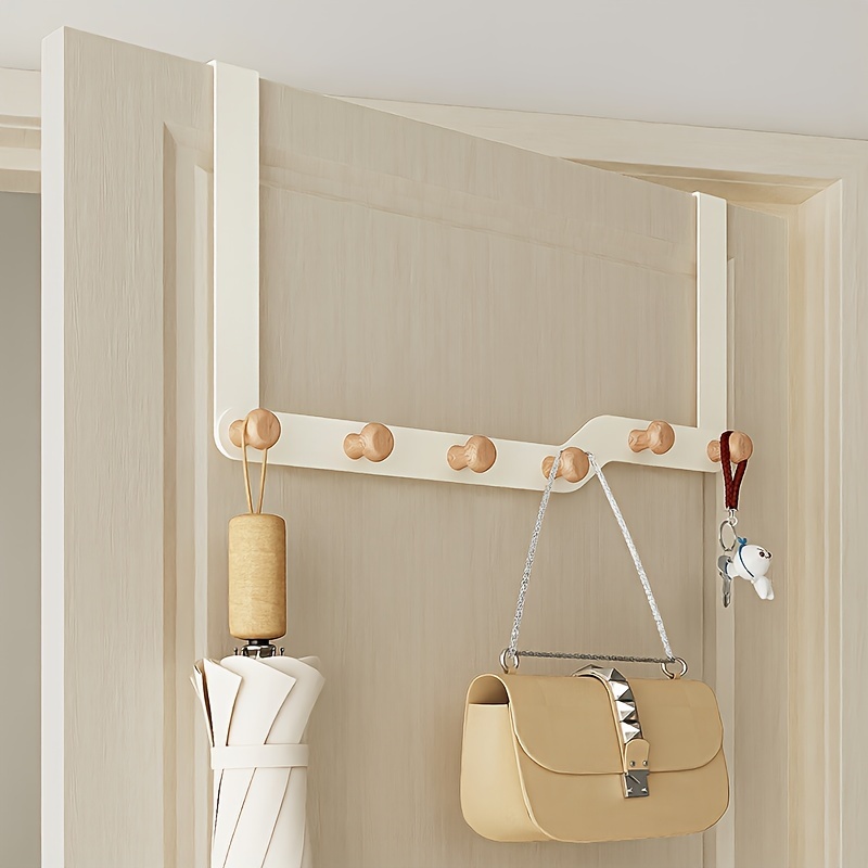 

Easy-install Ivory Over-the-door Hook Rack - Space-saving Clothes & Towel Hanger For Bedroom, Bathroom, And Kitchen