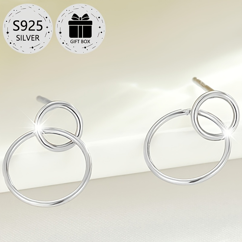 2pcs Geometric Circle Earrings 925 Silver 0.5g