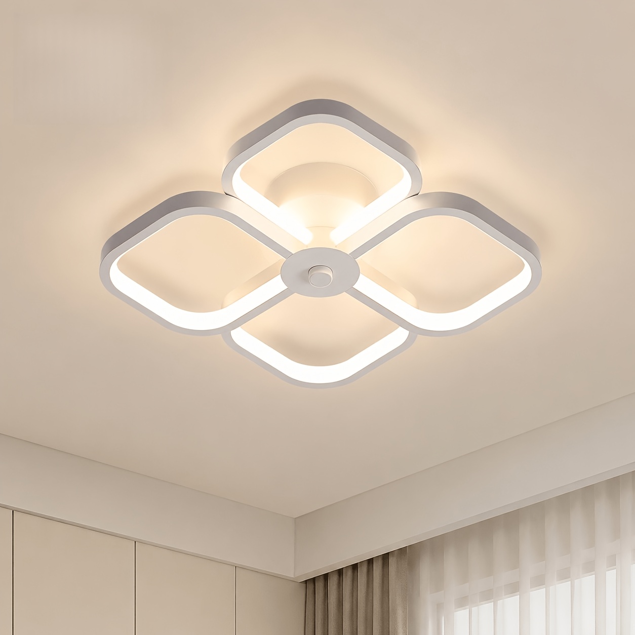 TEMU Lámpara de techo LED empotrada , de acrílico y aluminio, 18W, regulable tricolor, adecuada para dormitorios familiares y pasillos.