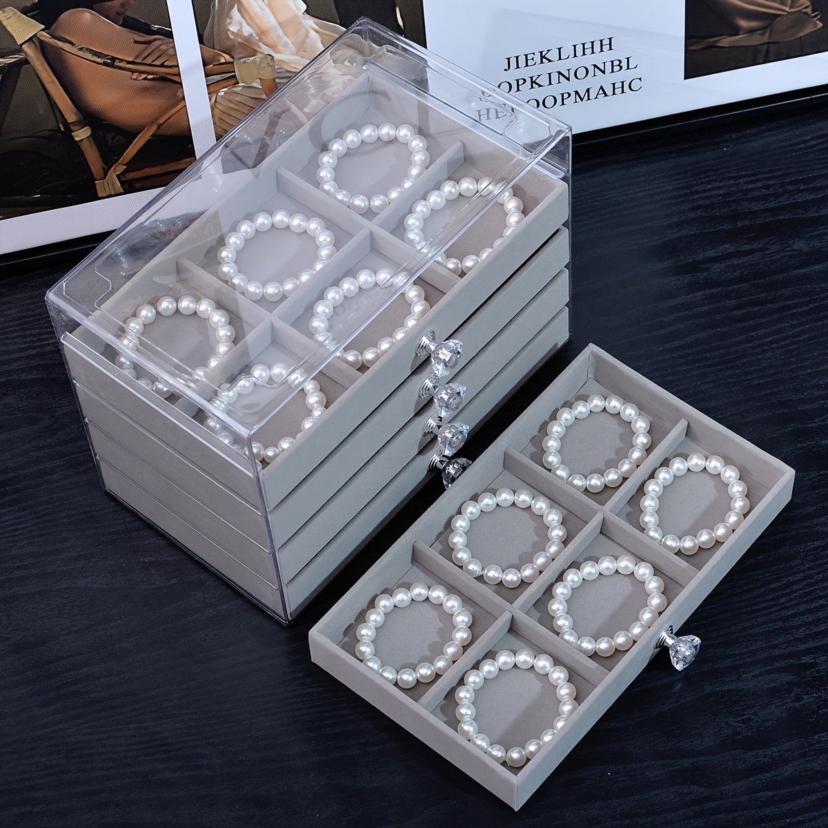 1pc elegant 5 layer acrylic jewelry organizer box with drawers   for necklaces bracelets earrings and rings perfect gift for valentine s day christmas or jewelry lovers jewelry box Product details 5