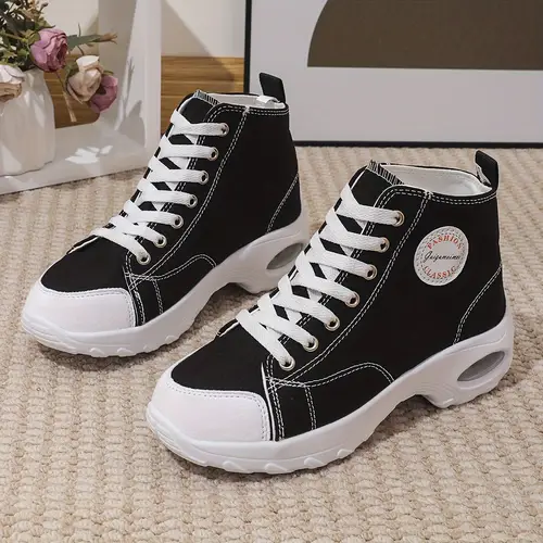 womens high top canvas sneakers lightweight comfortable fashion shoes with air cushion sole and stylish lace high top sneakers