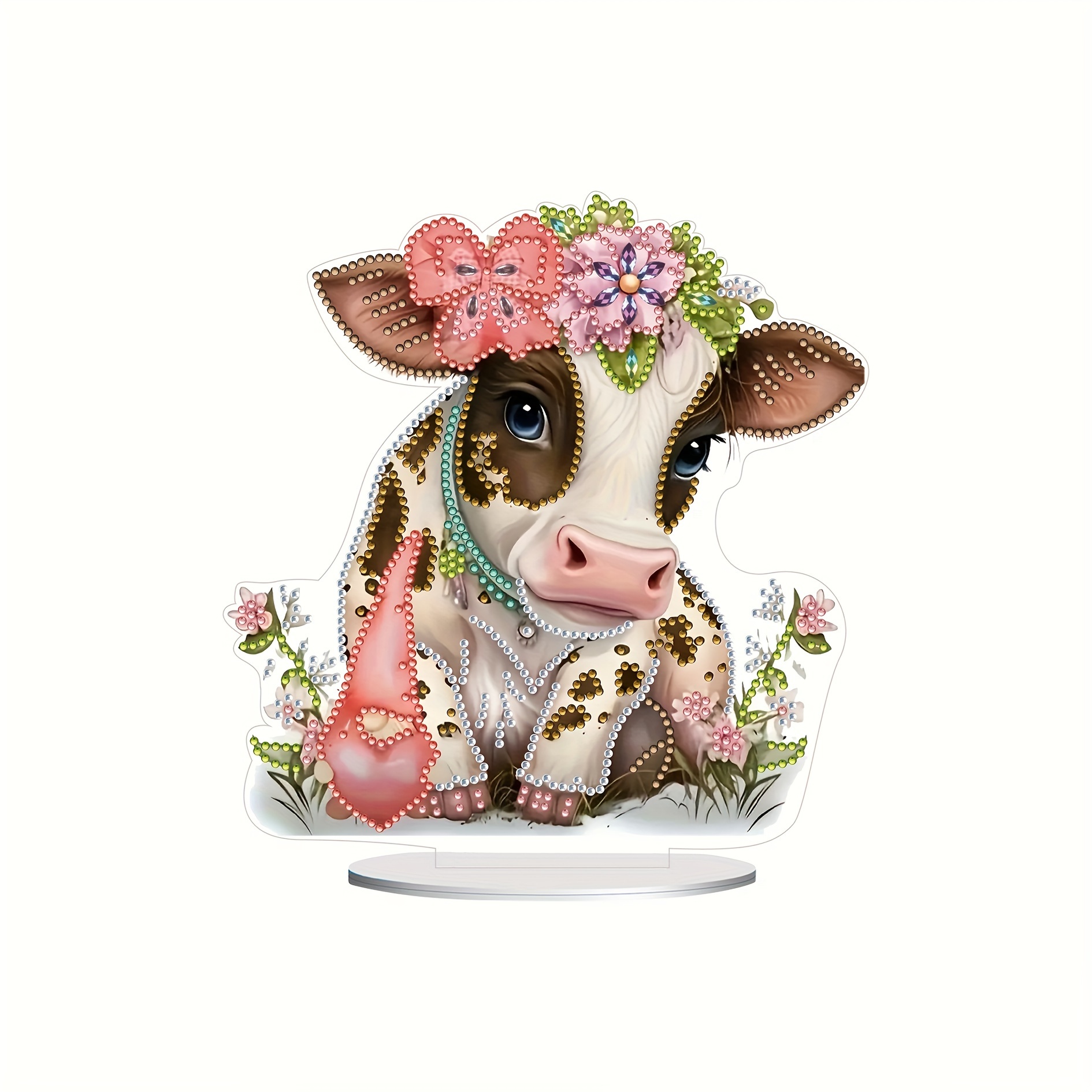 

1pc Cow Pattern Desktop Decoration Ornaments, 5d Diy Special-shaped Diamond Art Painting Ornaments Mosaic Craft, Handcraft Making, Holiday Gifts, Perfect For Home And Office Single-sided