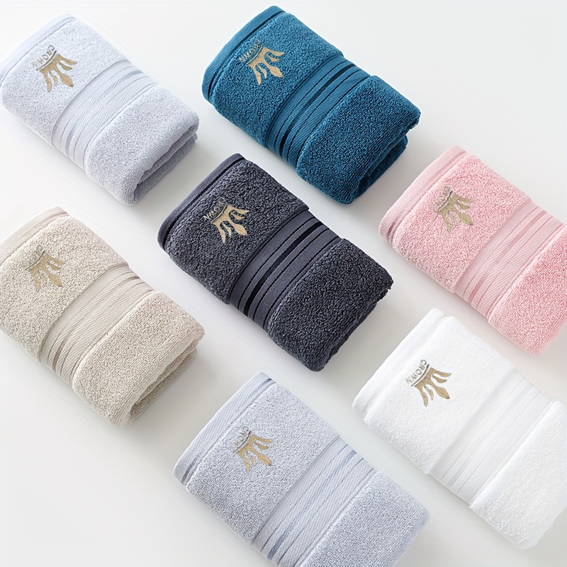 6pcs Bath Towel Set, 35*75cm / 13.7*29.5 inches, Crown Embroidered Pure Cotton Towels, 100% Cotton Material, Quick-Dry and Absorbent