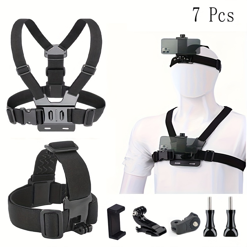 7pcs polyester chest strap kit for action cameras adjustable durable harness with multiple mounting options for outdoor sports and cycling sports camera gear adjustable strap kit durable polyester strap camera accessories Product details 0