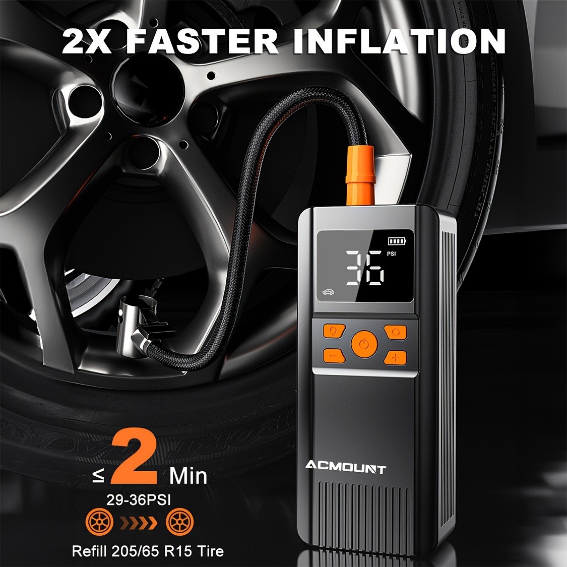Bomba De Aire Portátil Digital Para Inflador De Neumáticos De Coche Color Negro Frecuencia 900 Psi