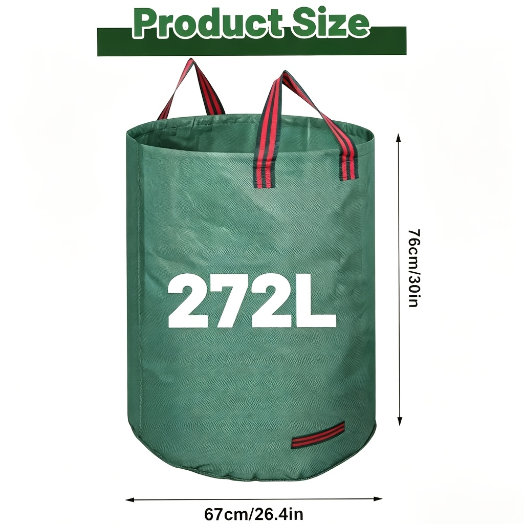 TEMU Heavy-duty Garden Garbage Bag, Reusable Green Garden Leaf Bag, Garden Garbage Bag Suitable For Collecting Plant Waste Grass And Leaves