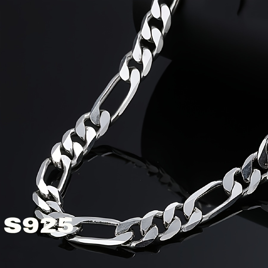 TEMU Italian 925 Sterling Silvery Thick Necklace, Retro , Men's Necklace, Women's Necklace, Men's Jewelry, Women's Jewelry, Fashionable Jewelry Gift,