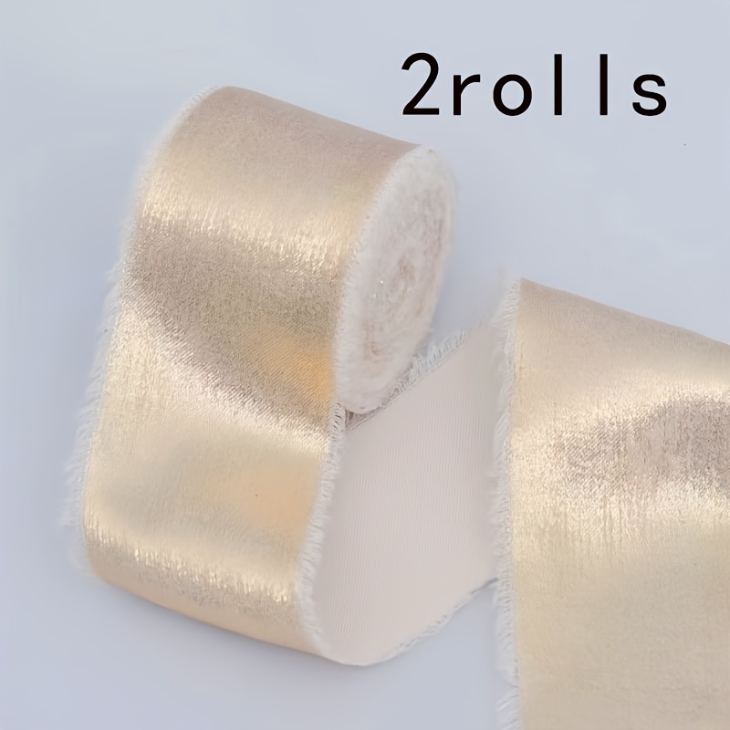 TEMU Set rotoli di nastro di tessuto con estremit� in lamina - Con bordi sfrangiati strappati a , ciascuno 5 - per bouquet nuziali, streamer, fiocchi